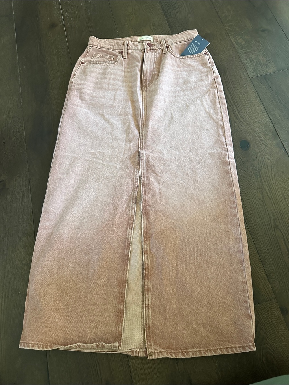 Universal Thread Rose Pink Denim Maxi Skirt with Front Slit